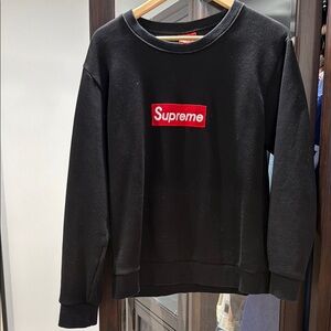 Supreme Black Crewneck with Red Emblem
